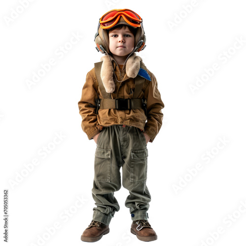 Pilot ,kid isolated on transparent png.