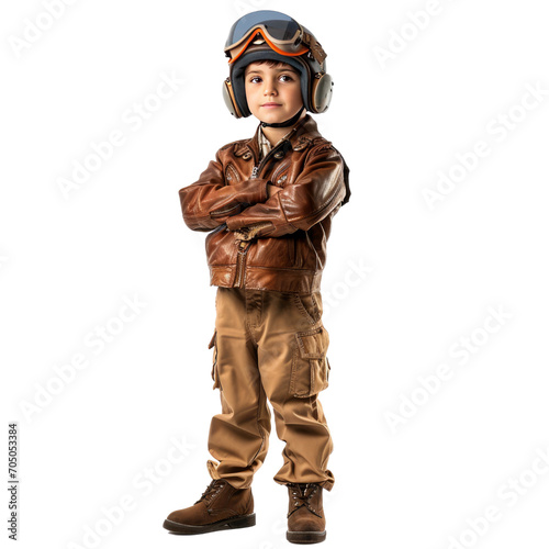 Pilot ,kid isolated on transparent png.