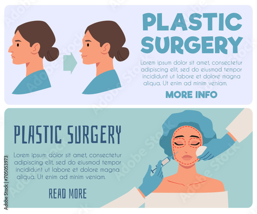 Plastic surgery landing page templates set.