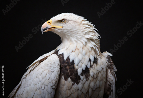 a close-up of a leucistic bald eagle. The national bird of the United States.  photo