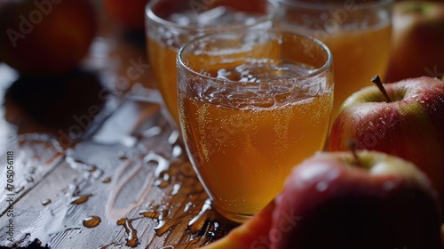 A glass of refreshing orange juice placed next to a vibrant assortment of apples. Perfect for promoting a healthy lifestyle and adding a pop of color to any project