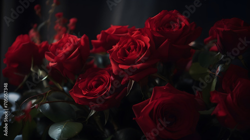  Whispers of Passion  Lush Crimson Roses in Soft Light  AI-Generative