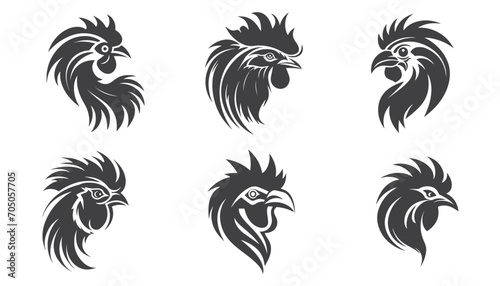  Vector rooster head , vector, black.