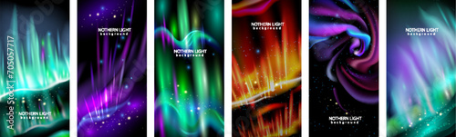Banners with elements of northern lights