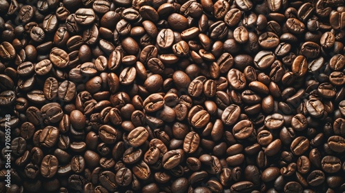 Roasted coffee beans background. Top view. Coffee background photo