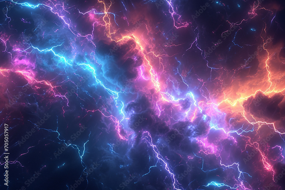 Abstract background of lightning, power energy concept. 3D Rendering