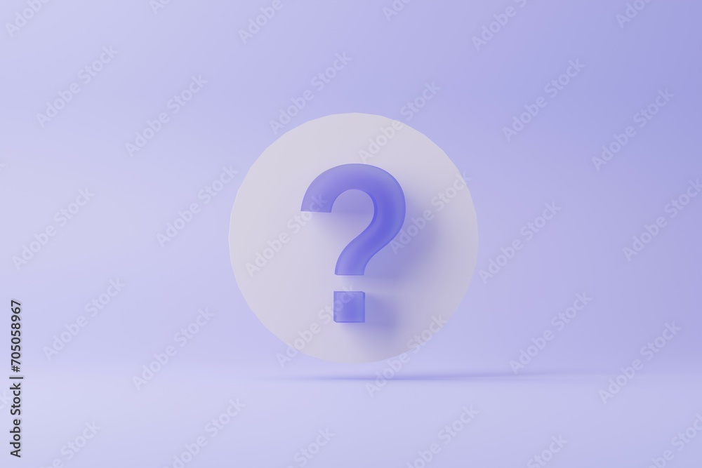 3D violet purple question mark on elegant monochrome background 3D violet purple question mark on elegant monochrome background