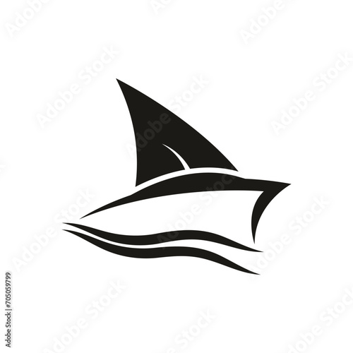 Sailboat boat on sea ocean wave with logo design