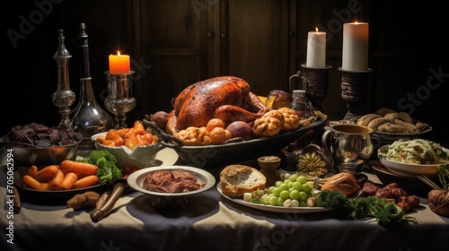 Vibrant easter feast with family and friends gathering around a well-set table