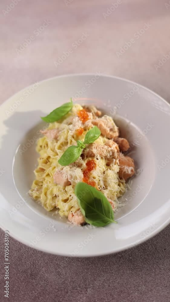 Delicious pasta in a restaurant. Close-up Delicious pasta in a restaurant. Close-up
