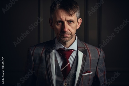 Portrait of a handsome mature man in suit. Men's beauty, fashion.