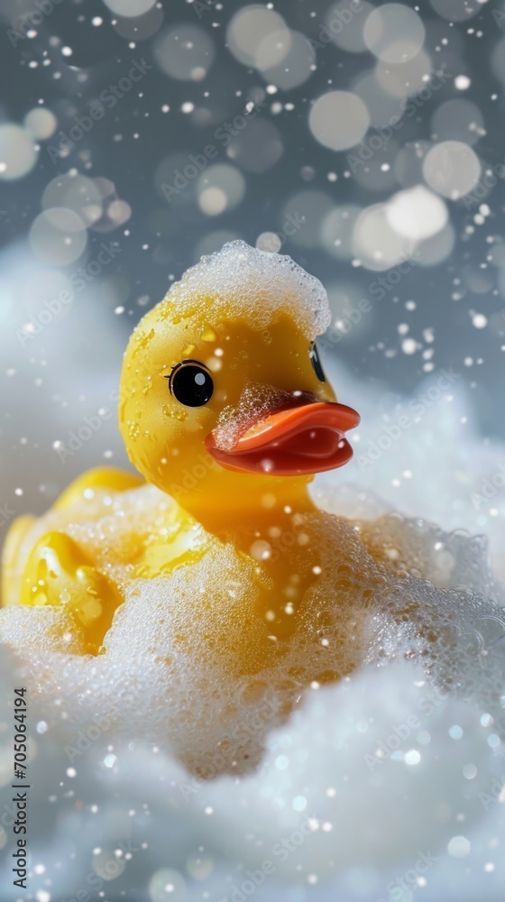 Yellow Rubber Ducky Floating in Bathtub Yellow Rubber Ducky Floating in Bathtub