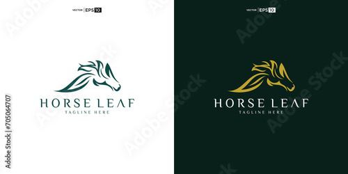 Horse Wildlife Animal Leaf Naturally Logo design vector