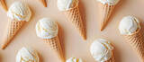 vanilla ice cream cone pattern on beige background
