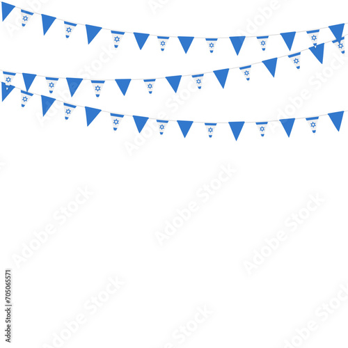 Israel flag bunting garland, string of triangular flags for outdoor party. photo