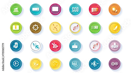 16 icons with money symbol coin, finance topic, vector style, white background, colourful elements, in the icons use please sos, credit card, money elements 