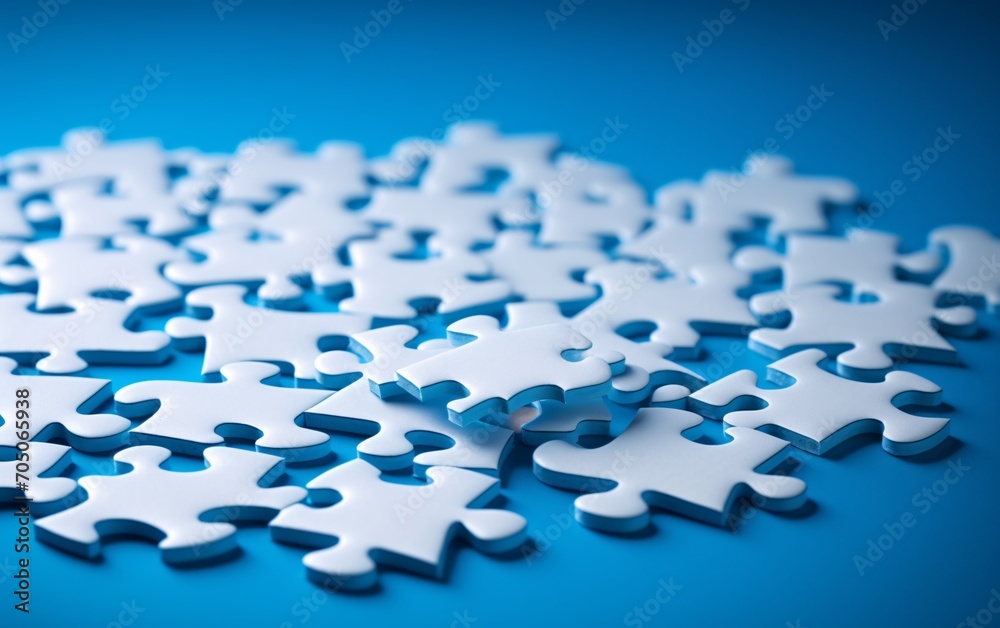 Puzzle Pieces on a Blue Background Generative AI Puzzle Pieces on a Blue Background Generative AI