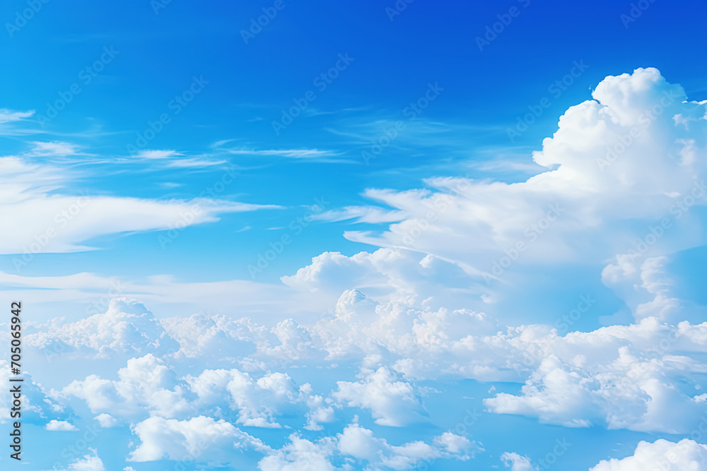 Blue sky background with tiny clouds. Generative Ai Blue sky background with tiny clouds. Generative Ai