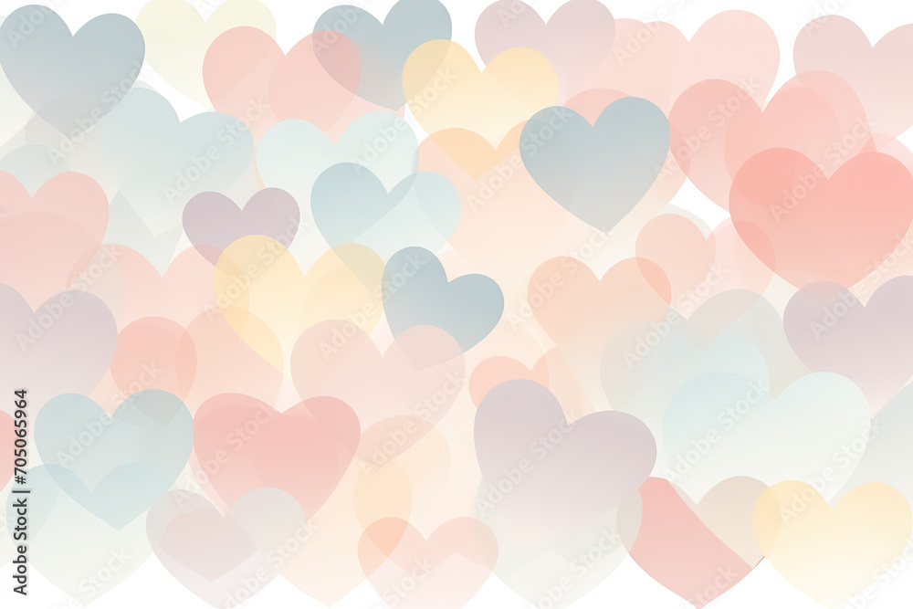 valentines day background with colorful hearts in soft pastel color. Generative Ai