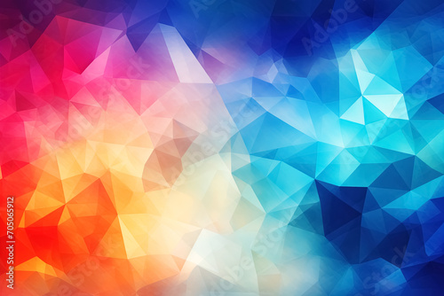 abstract background with blue  yellow  red  purple and orange triangles. Generative Ai