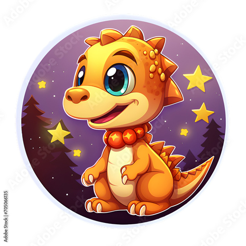 dinosaur sticker isolated on white and transparent background