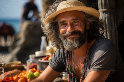 Arancini at a beach party in Naples, with live music and dance., generative IA photo