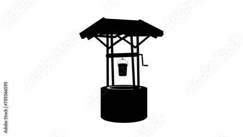 Water well, black isolated silhouette