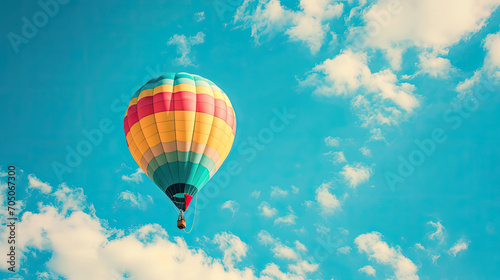 colorful flying balloon in blue sky 