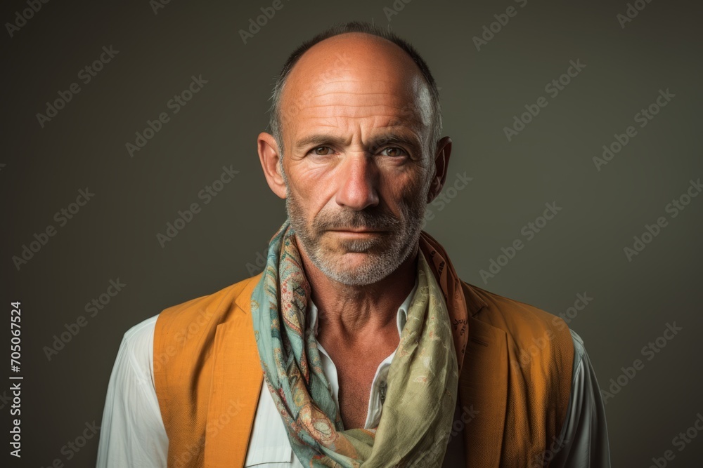 Portrait of an old man with a beard and a scarf. Portrait of an old man with a beard and a scarf.