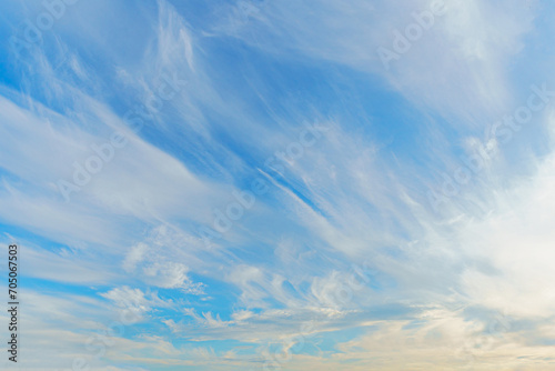 White clouds on the blue sky.