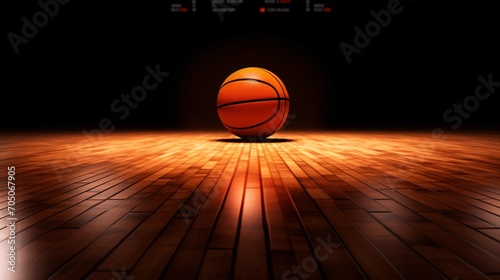 Basketball Court with a Basketball in the Center Generative AI photo