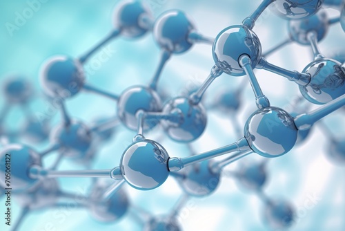 Molecular Structure: A Blue and Silver Molecular Model of a Molecule Generative AI