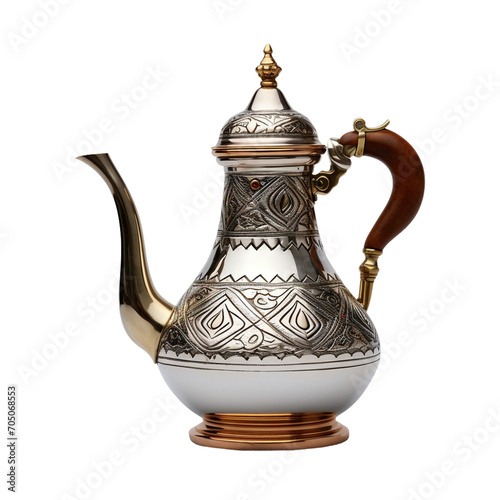Arabic teapot isolated on transparent background.
