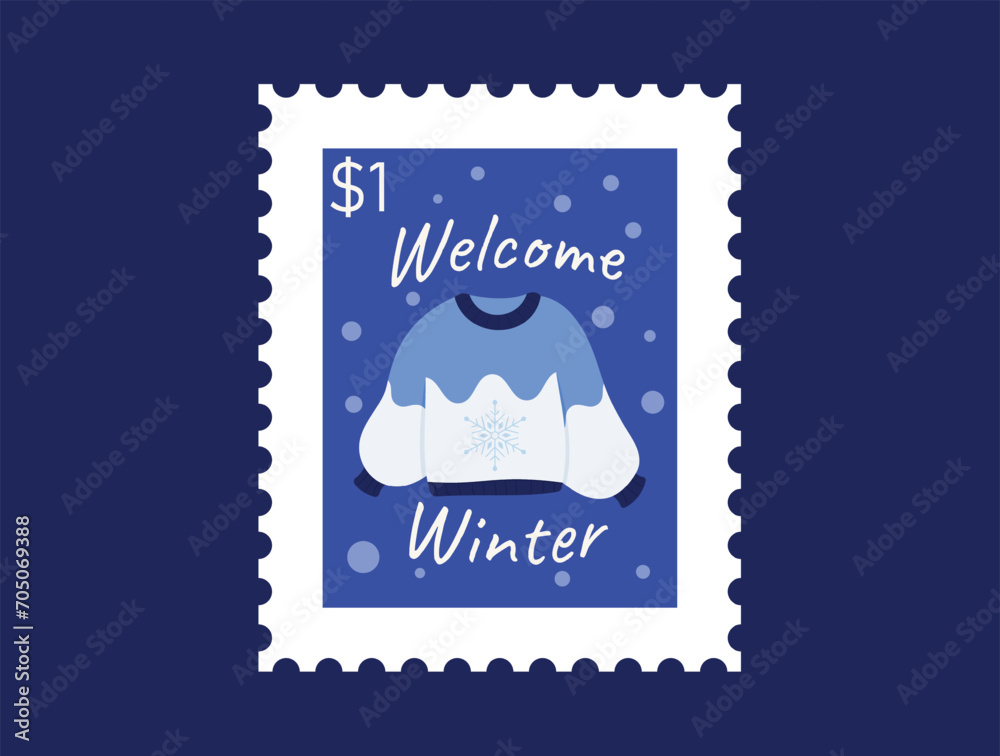 Fototapeta premium Winter season cute stuff vector art design for seasonal month