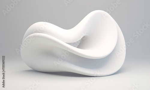 White Sculpture of a Curved Chair Generative AI photo