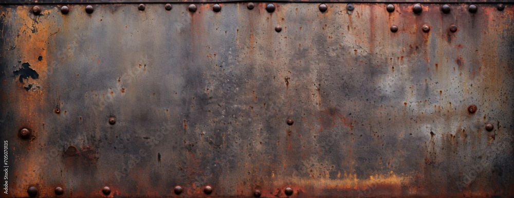Rusty Metal Plate with Holes Generative AI - obrazy, fototapety, plakaty 