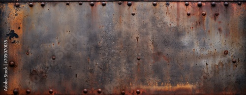 Rusty Metal Plate with Holes Generative AI photo