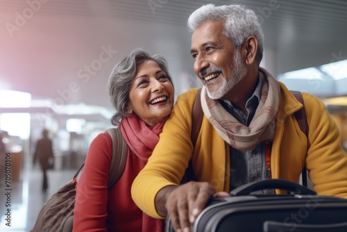 Senior happy couple of Indian ethnicity travelling on a vacation  © AJay