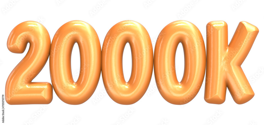 2000K Balloon Number Gold 3D Render 2000K Balloon Number Gold 3D Render
