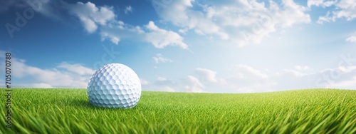 A golf ball on a lush green field Generative AI