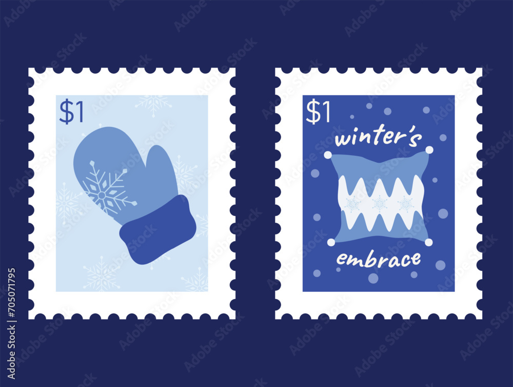 Fototapeta premium Winter season cute stuff vector art design for seasonal month