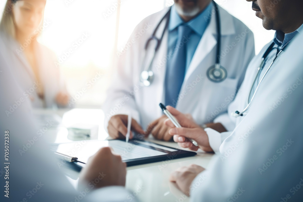 Team of Healthcare Providers Reviewing Tablet-based Charts Team of Healthcare Providers Reviewing Tablet-based Charts