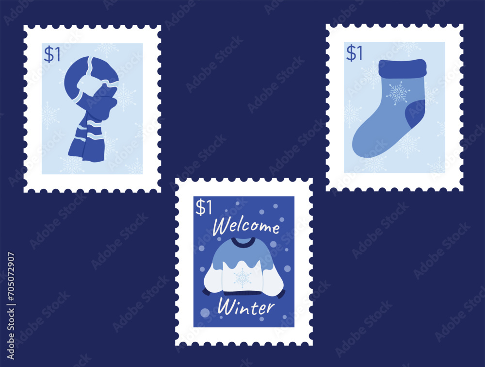 Fototapeta premium Winter season cute stuff vector art design for seasonal month