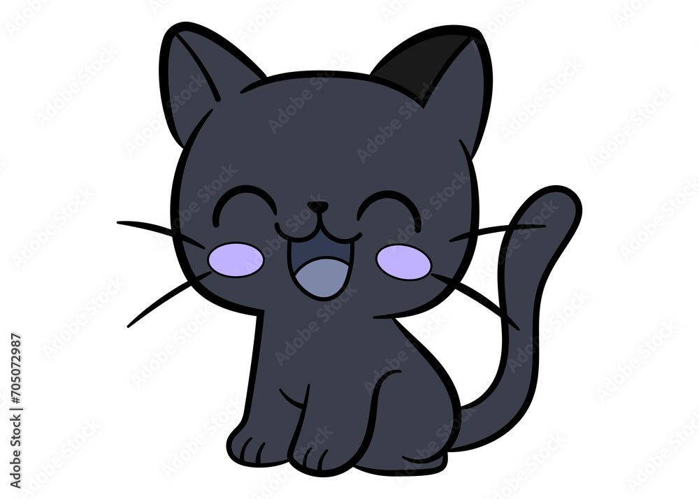 Vector of cute black cat cartoon style illustration. lovely kitty for kids isolated white background Vector of cute black cat cartoon style illustration. lovely kitty for kids isolated white background