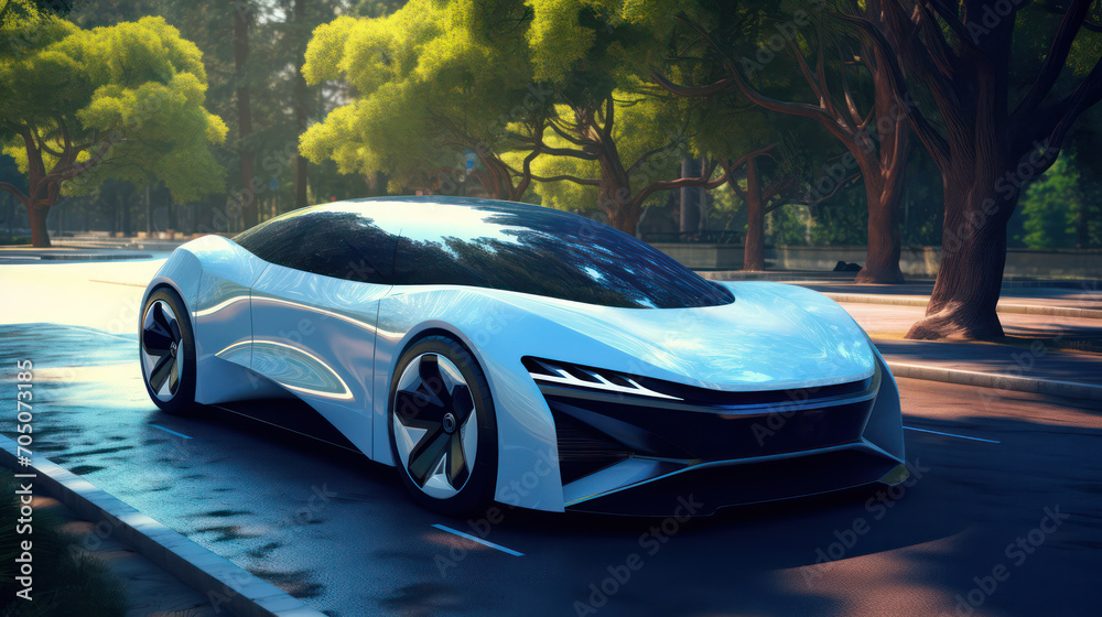 Efficiency Meets Elegance, 3D Render of a Futuristic Electric Car, A Vision of Tomorrow's Roads