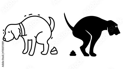 Tableau sur toile dog and excrement, alert sign, no dog pooping symbol, illustration, simple flat
