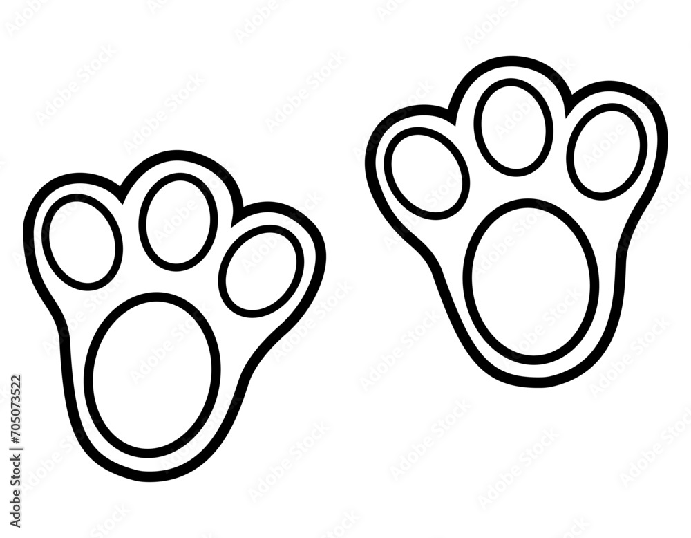 Rabbit Paw Print line art paw bunny feet illustration isolated on