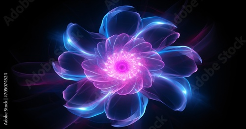 Pink and Purple Flower with Blue Background Generative AI © Bipul Kumar