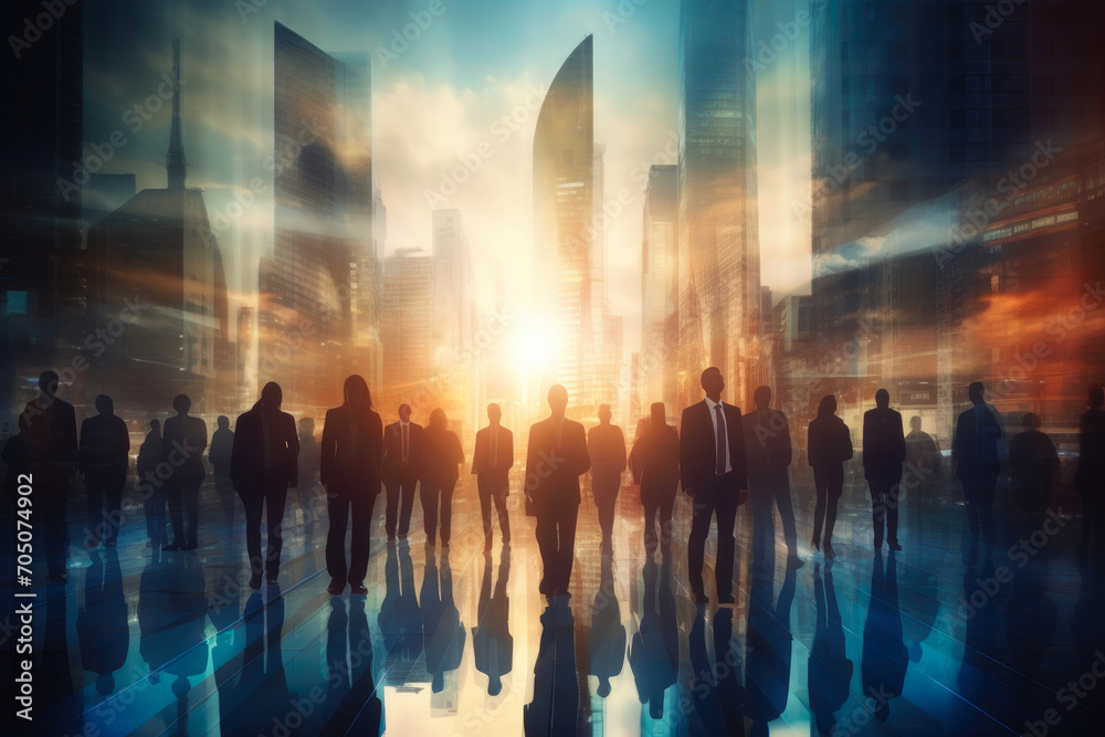 Sunlit Business Synergy in Urban Silhouettes Sunlit Business Synergy in Urban Silhouettes