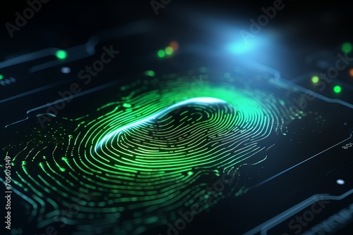 Fingerprint Scan for Smart Business Efficiency with Futuristic Biometric Security and AI Technology © sorin